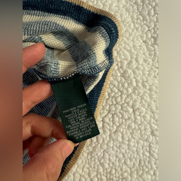 Ralph Lauren stripes navy beige with tie long sleeves top - Picture 8 of 10